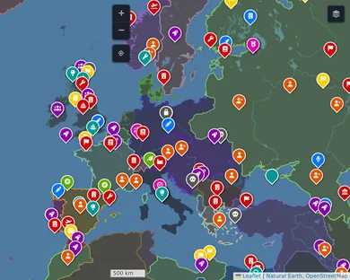 Mapa blanco, Oscuro: Europa en 1914, zoom 4