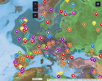Mapa físico, Oscuro: Europa en 1914, zoom 4