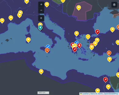 Mapa blanco, Oscuro: El Mediterráneo en el año 117, zoom 5