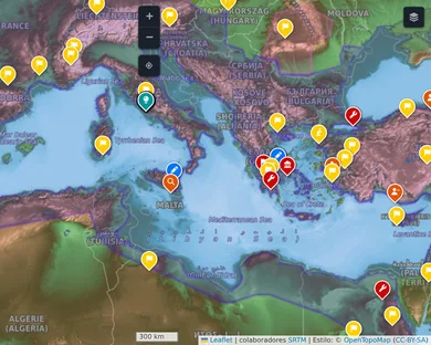 Mapa físico, Oscuro: El Mediterráneo en el año 117, zoom 5