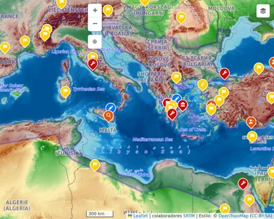 Mapa físico, Claro: El Mediterráneo en el año 117, zoom 5