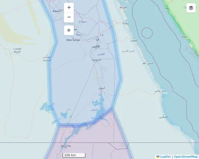 Mapa político, Claro: El Nilo en el 1250 a. C., zoom 7